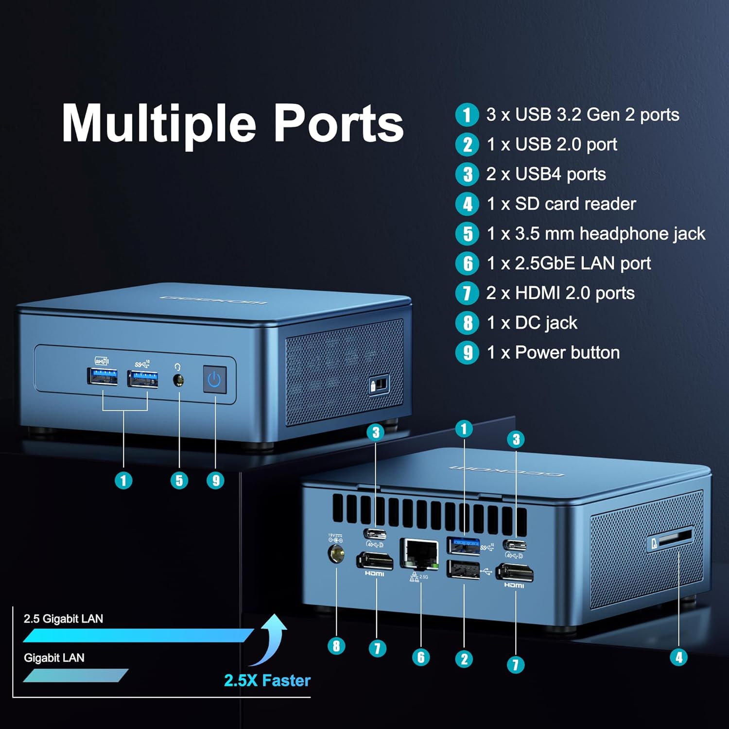 GEEKOM Mini PC Mini IT13, 13th Gen Intel i7-13620H NUC13 Mini Computers(10 Cores,16 Threads) 32GB DDR4 & 1TB PCIe Gen 4 SSD Windows 11 Pro Desktop PC Support Wi-Fi 6E/Bluetooth 5.2/USB 4.0/2.5G LAN/8K image 3 GEEKOM Mini PC Mini IT13, 13th Gen Intel i7-13620H NUC13 Mini Computers(10 Cores,16 Threads) 32GB DDR4 & 1TB PCIe Gen 4 SSD Windows 11 Pro Desktop PC Support Wi-Fi 6E/Bluetooth 5.2/USB 4.0/2.5G LAN/8K image 3